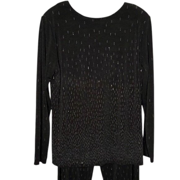 Chico's Travelers Beaded Evening Gala Tunic/Pants - Black - US 8 - Picture 6 of 16